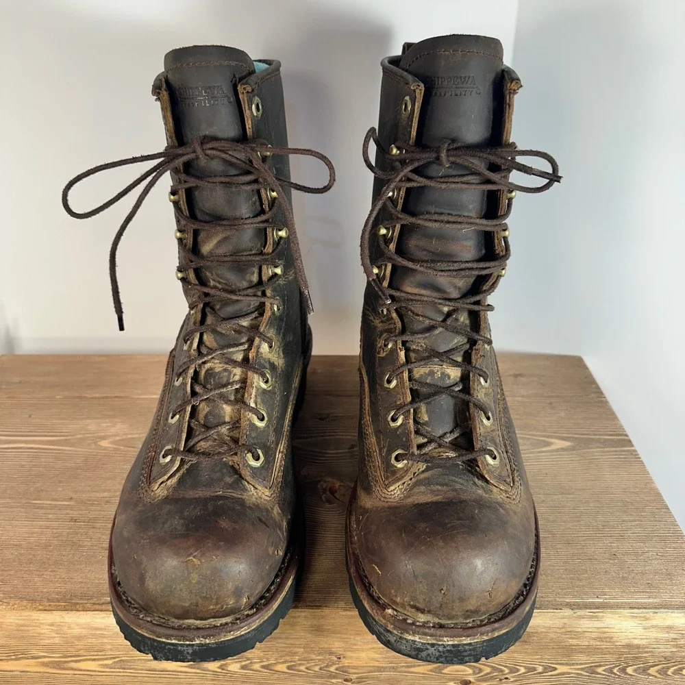 Chippewa Mens Logger Boots 11.5 Waterproof Leather EH Forestry Work Chip A Tex